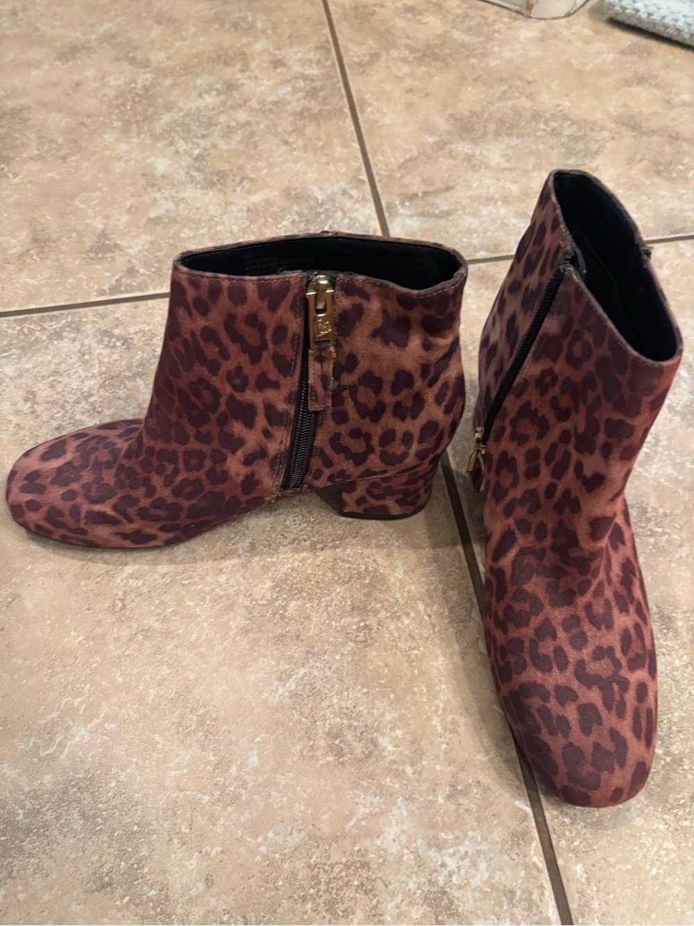 Sam & Libby size 6.5 Leopard Print Ankle Booties - Brown